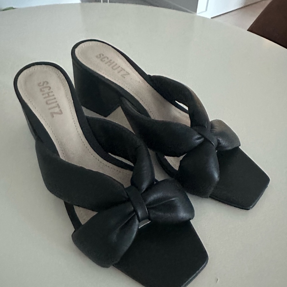 Schutz Black Women's Butterfly  Padded Sandals